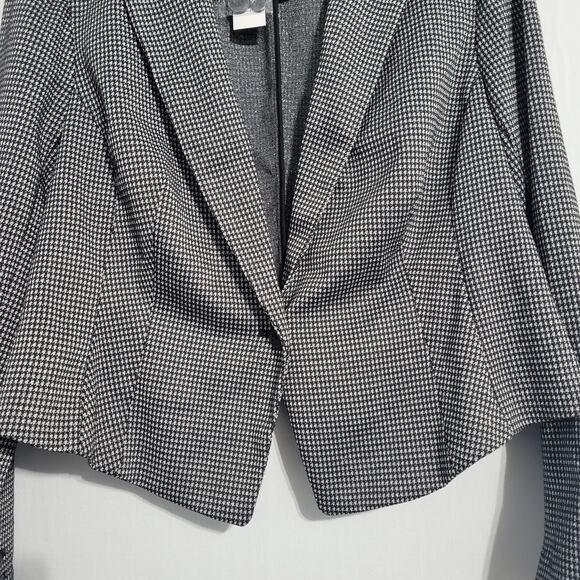 Lane Bryant one button blazer size 14 black gray silver shimmer career wear, New - Picture 4 of 8